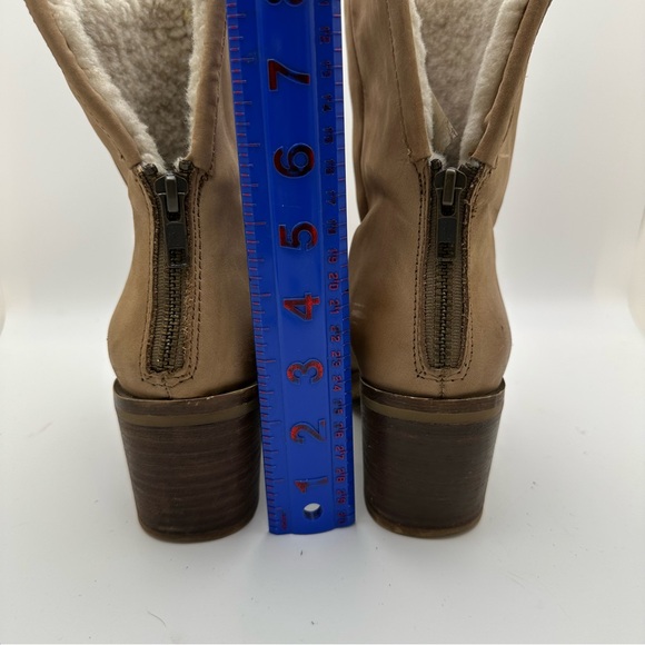 STEVEN by Steve Madden Havek Tan Boots Booties Real Fur Sz 7M Back Zip - Picture 7 of 12